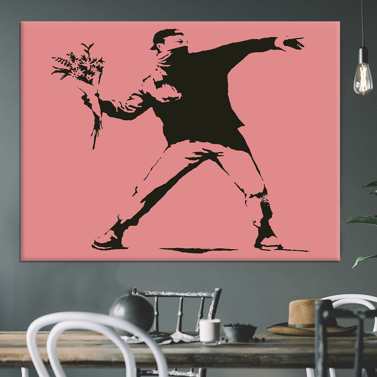 Banksy Flower Thrower Red Canvas Print or Poster - Canvas Art Rocks - 3