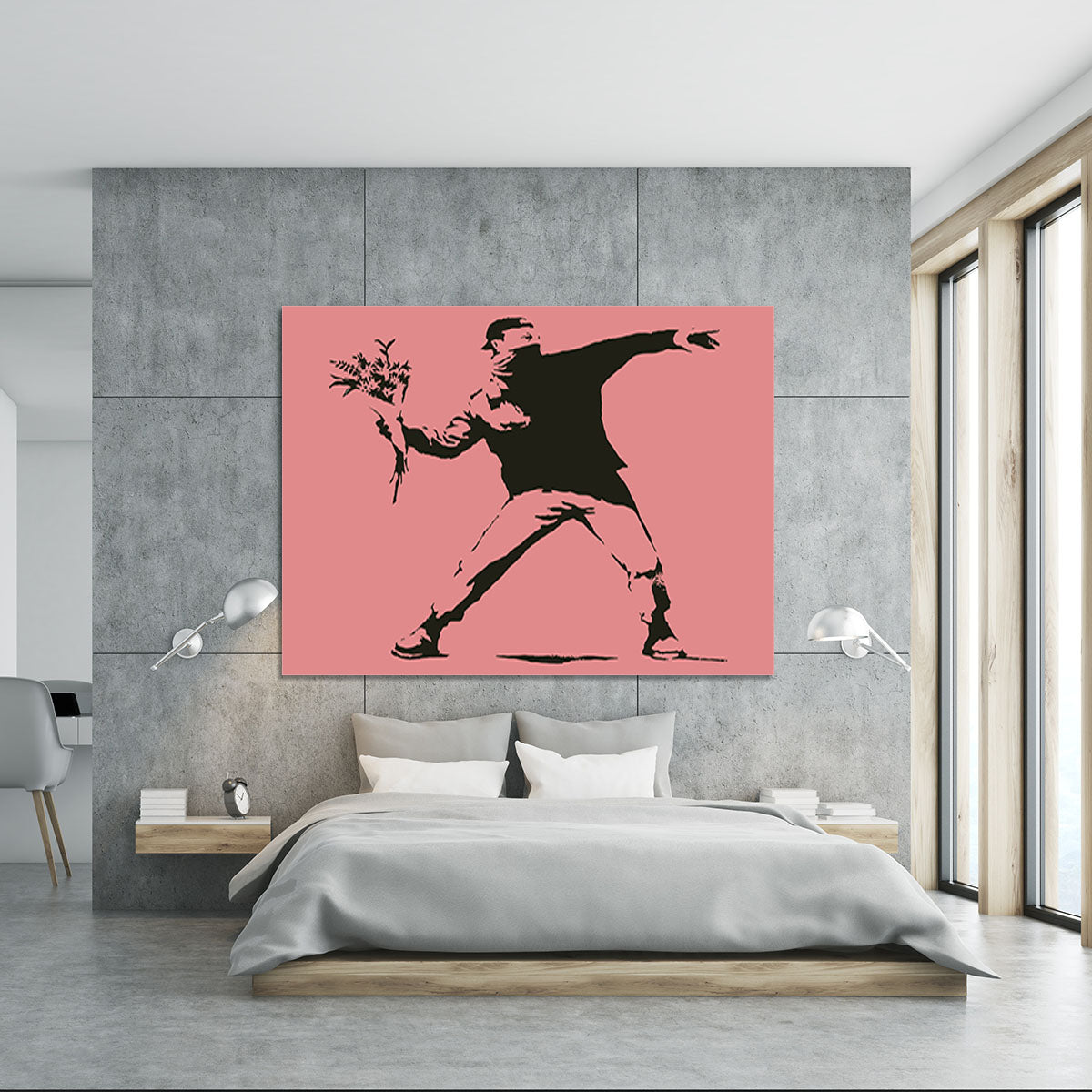 Banksy Flower Thrower Red Canvas Print or Poster - Canvas Art Rocks - 5