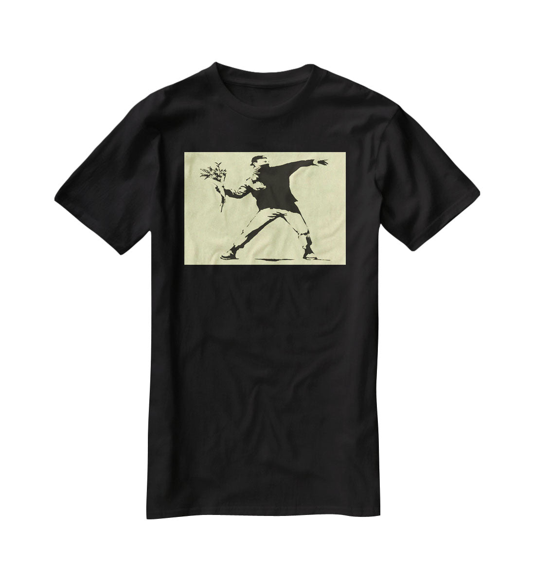 Banksy Flower Thrower Yellow T-Shirt - Canvas Art Rocks - 1
