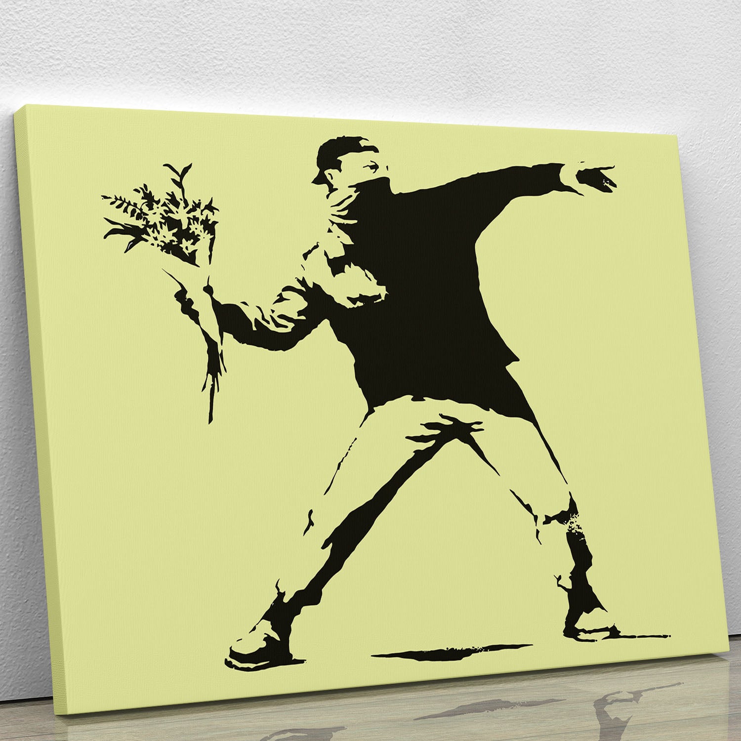 Banksy Flower Thrower Yellow Canvas Print or Poster - Canvas Art Rocks - 1