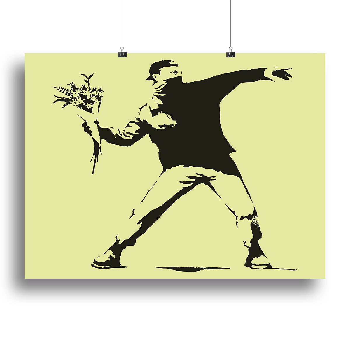 Banksy Flower Thrower Yellow Canvas Print or Poster - Canvas Art Rocks - 2