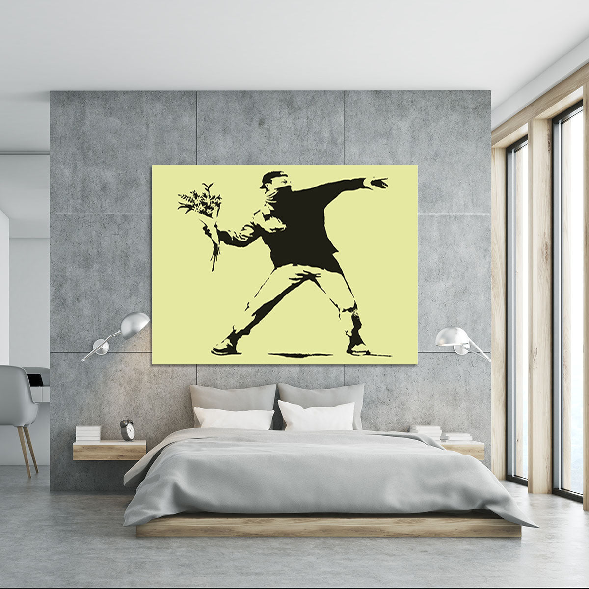 Banksy Flower Thrower Yellow Canvas Print or Poster - Canvas Art Rocks - 5