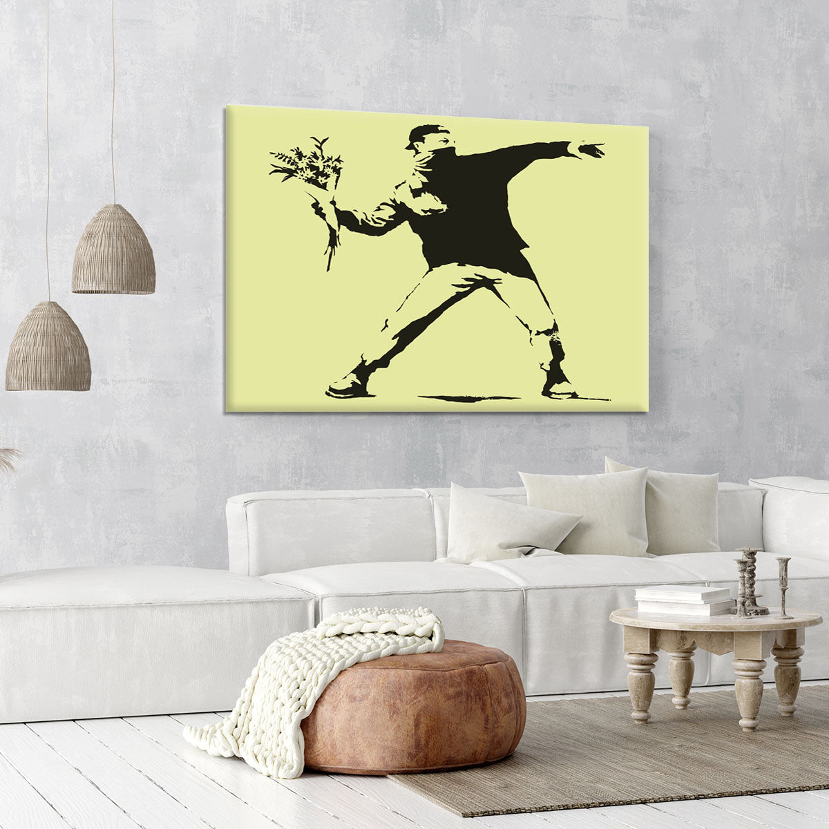 Banksy Flower Thrower Yellow Canvas Print or Poster - Canvas Art Rocks - 6