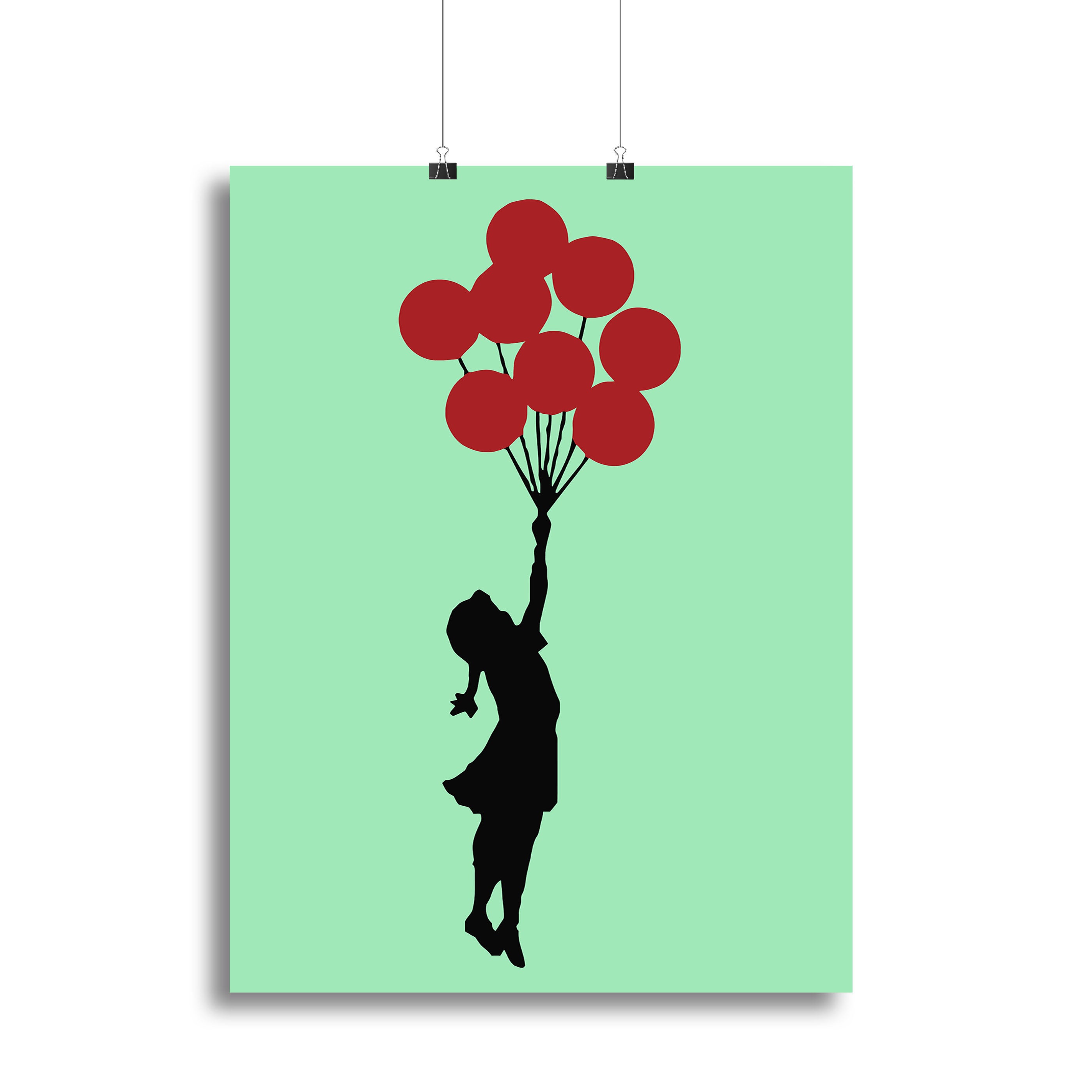 Banksy Flying Balloon Girl Green Canvas Print or Poster - Canvas Art Rocks - 2