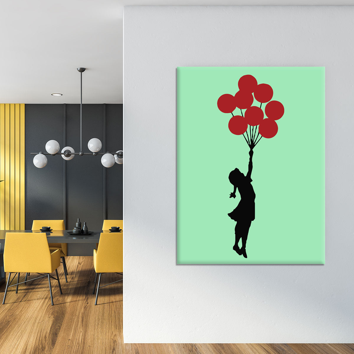 Banksy Flying Balloon Girl Green Canvas Print or Poster - Canvas Art Rocks - 4