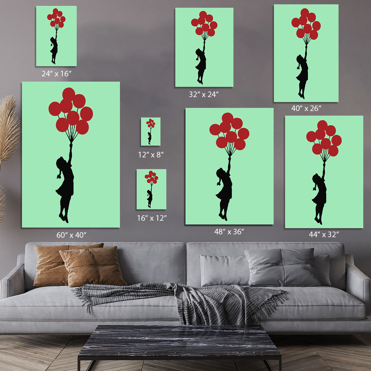 Banksy Flying Balloon Girl Green Canvas Print or Poster - Canvas Art Rocks - 7