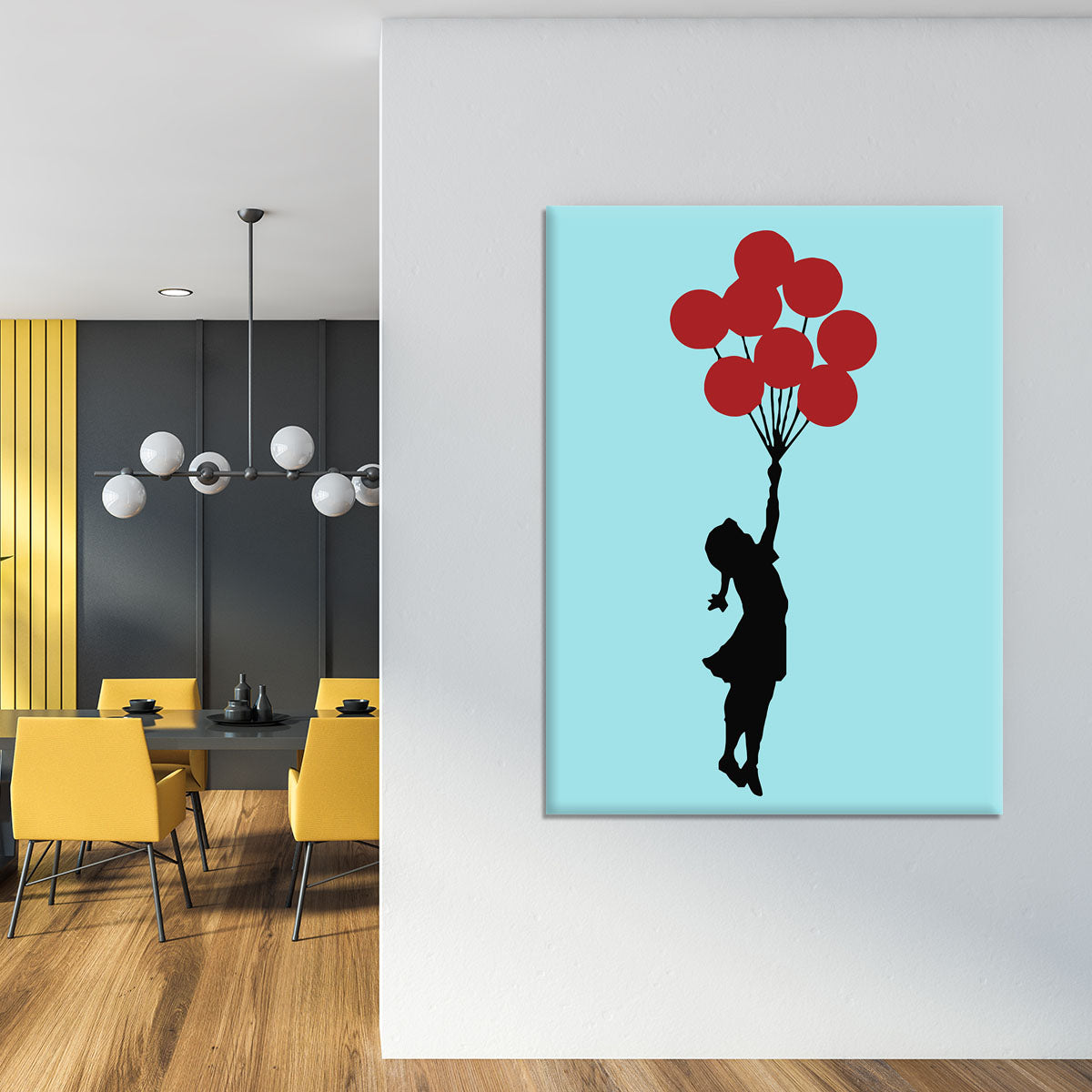 Banksy Flying Balloon Girl Light Blue Canvas Print or Poster - Canvas Art Rocks - 4