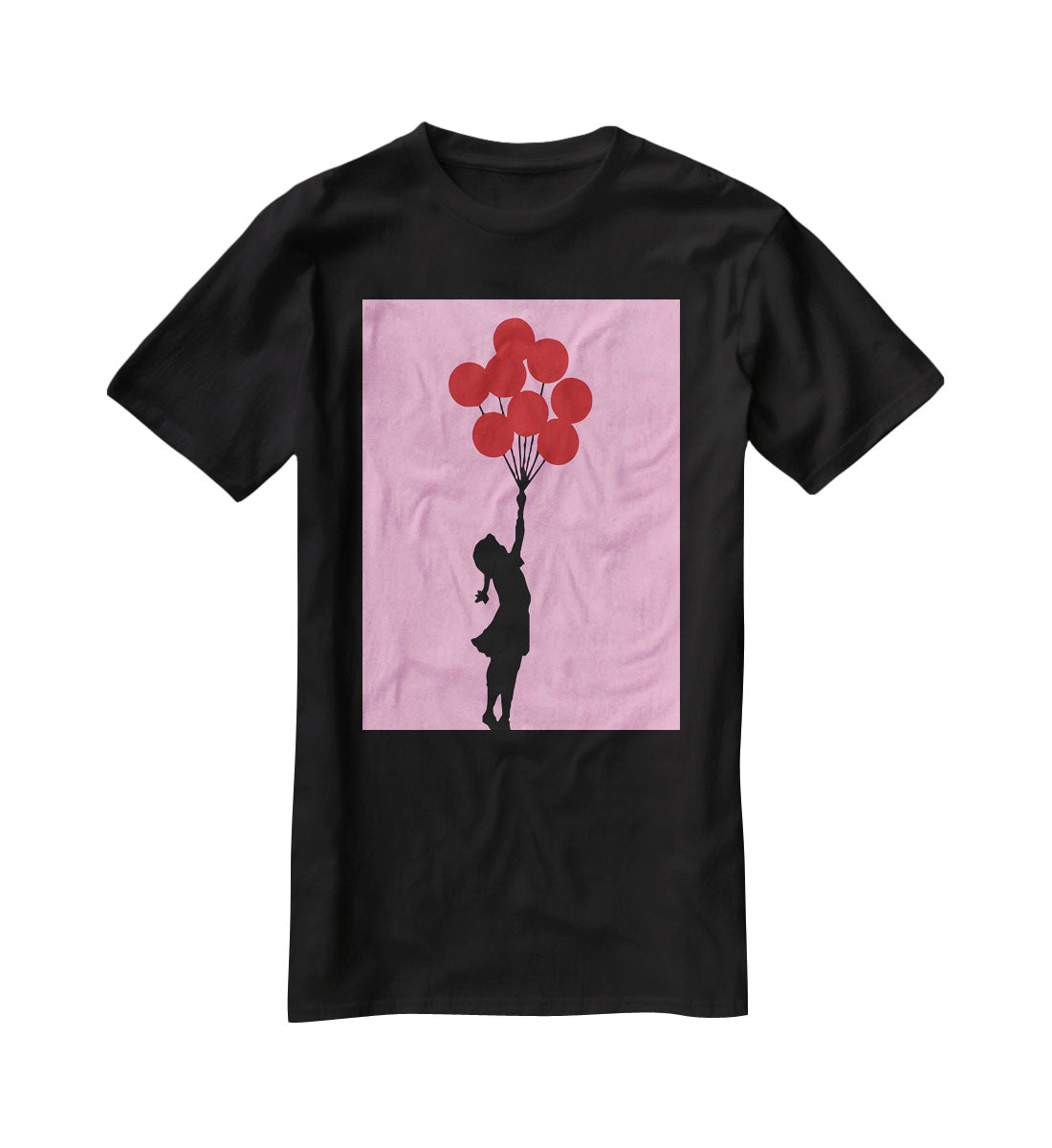 Banksy Flying Balloon Girl Pink T-Shirt - Canvas Art Rocks - 1