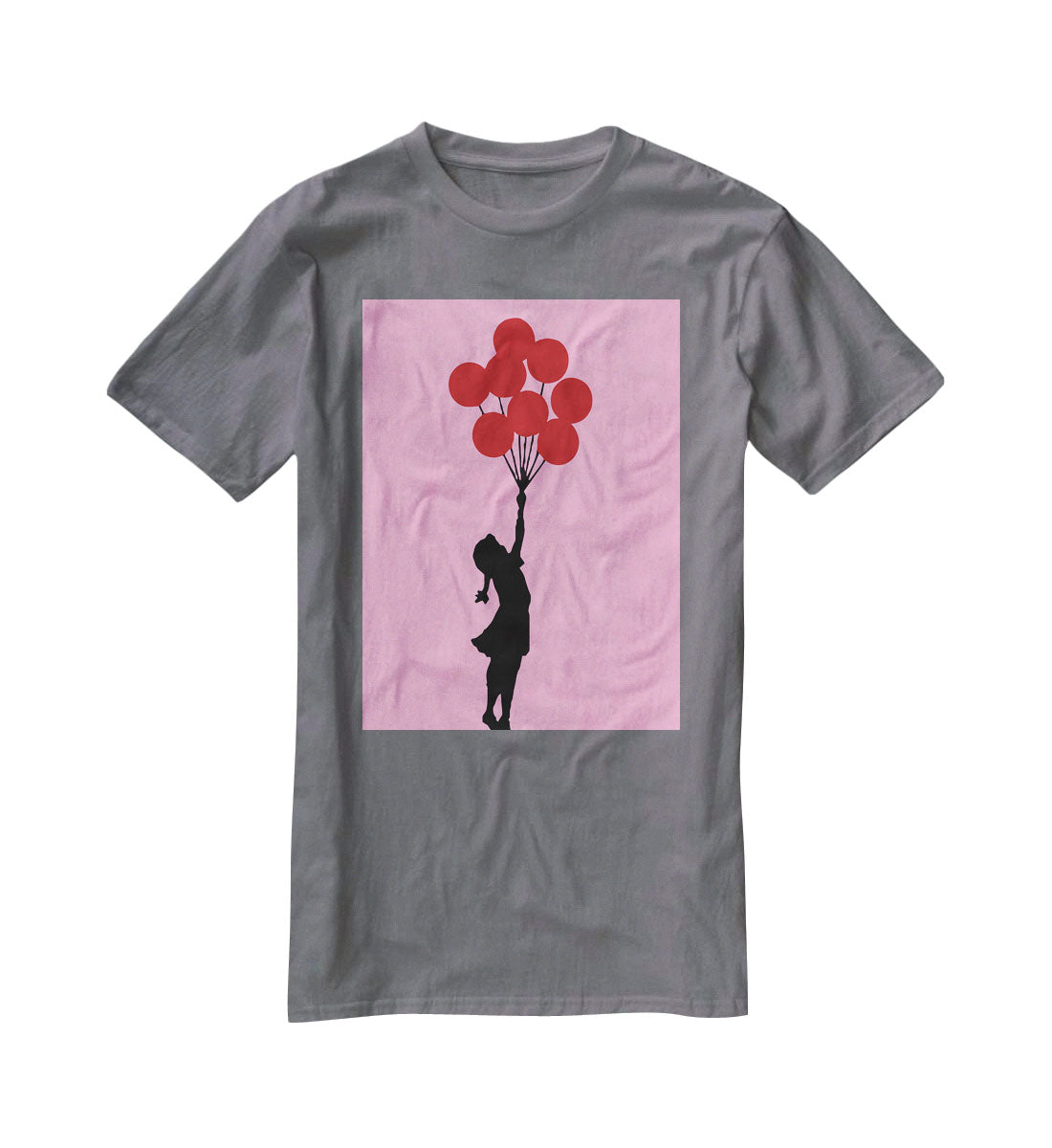 Banksy Flying Balloon Girl Pink T-Shirt - Canvas Art Rocks - 3