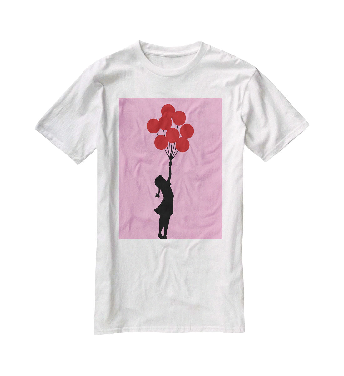 Banksy Flying Balloon Girl Pink T-Shirt - Canvas Art Rocks - 5