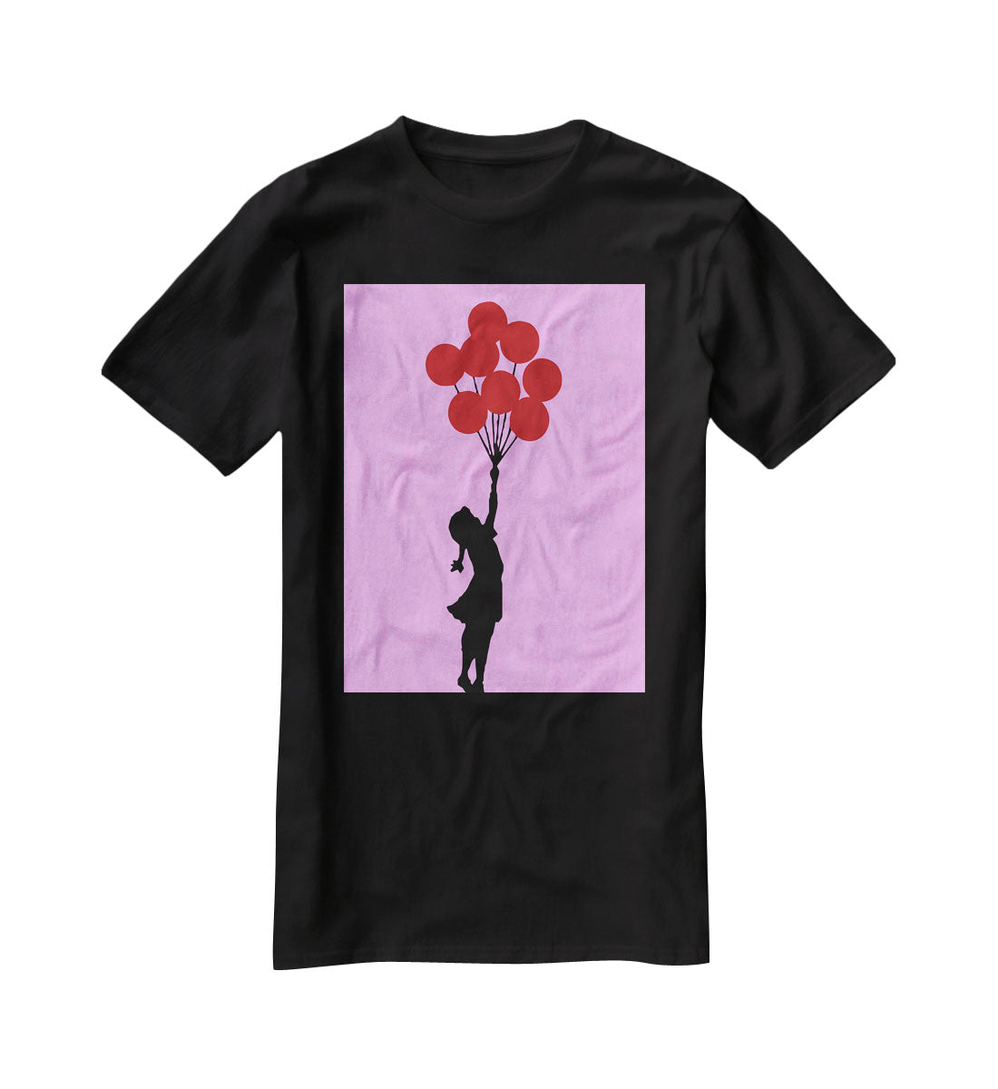 Banksy Flying Balloon Girl Purple T-Shirt - Canvas Art Rocks - 1