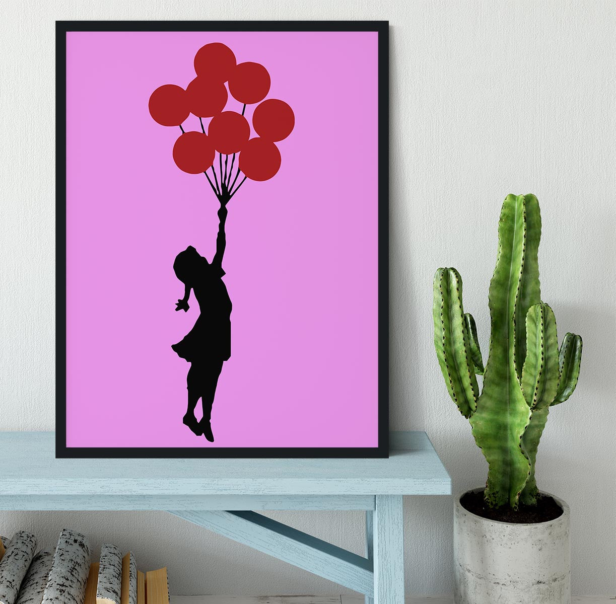 Banksy Flying Balloon Girl Purple Framed Print - Canvas Art Rocks - 2