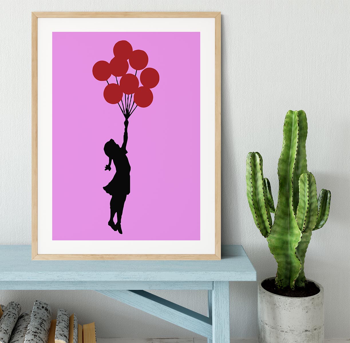 Banksy Flying Balloon Girl Purple Framed Print - Canvas Art Rocks - 3