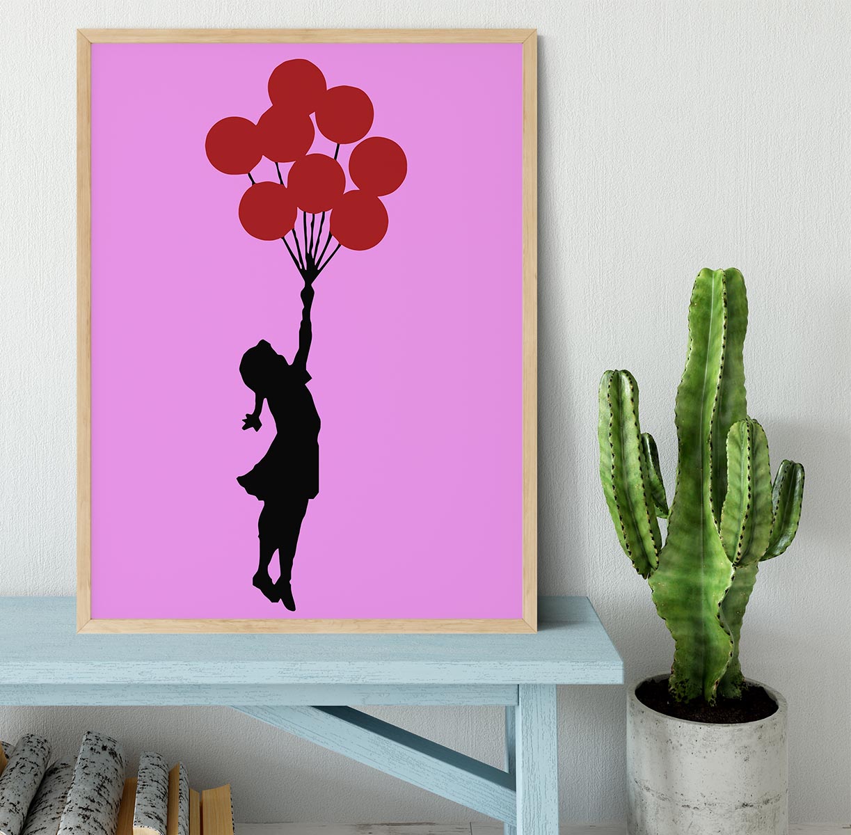 Banksy Flying Balloon Girl Purple Framed Print - Canvas Art Rocks - 4