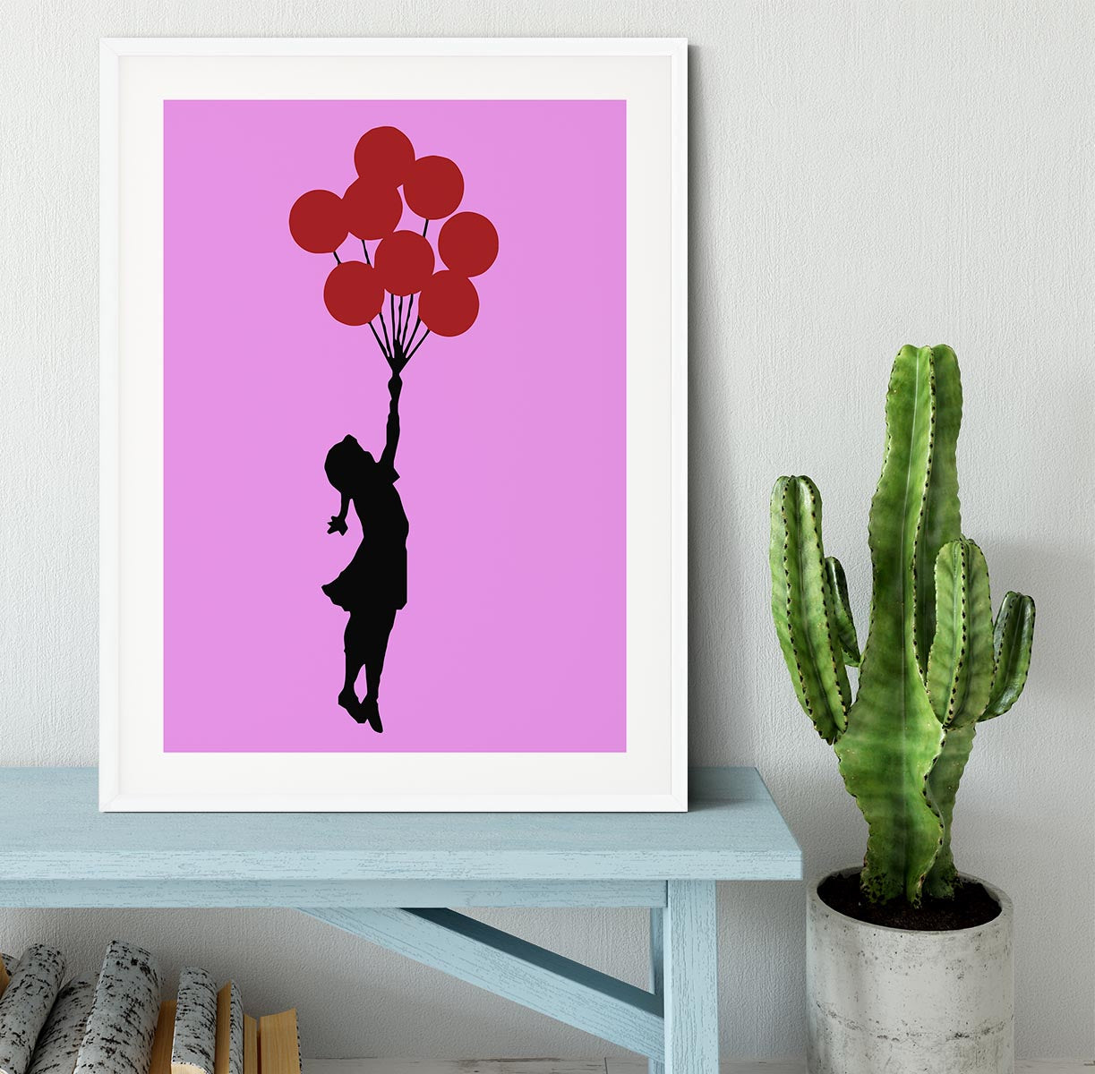 Banksy Flying Balloon Girl Purple Framed Print - Canvas Art Rocks - 5