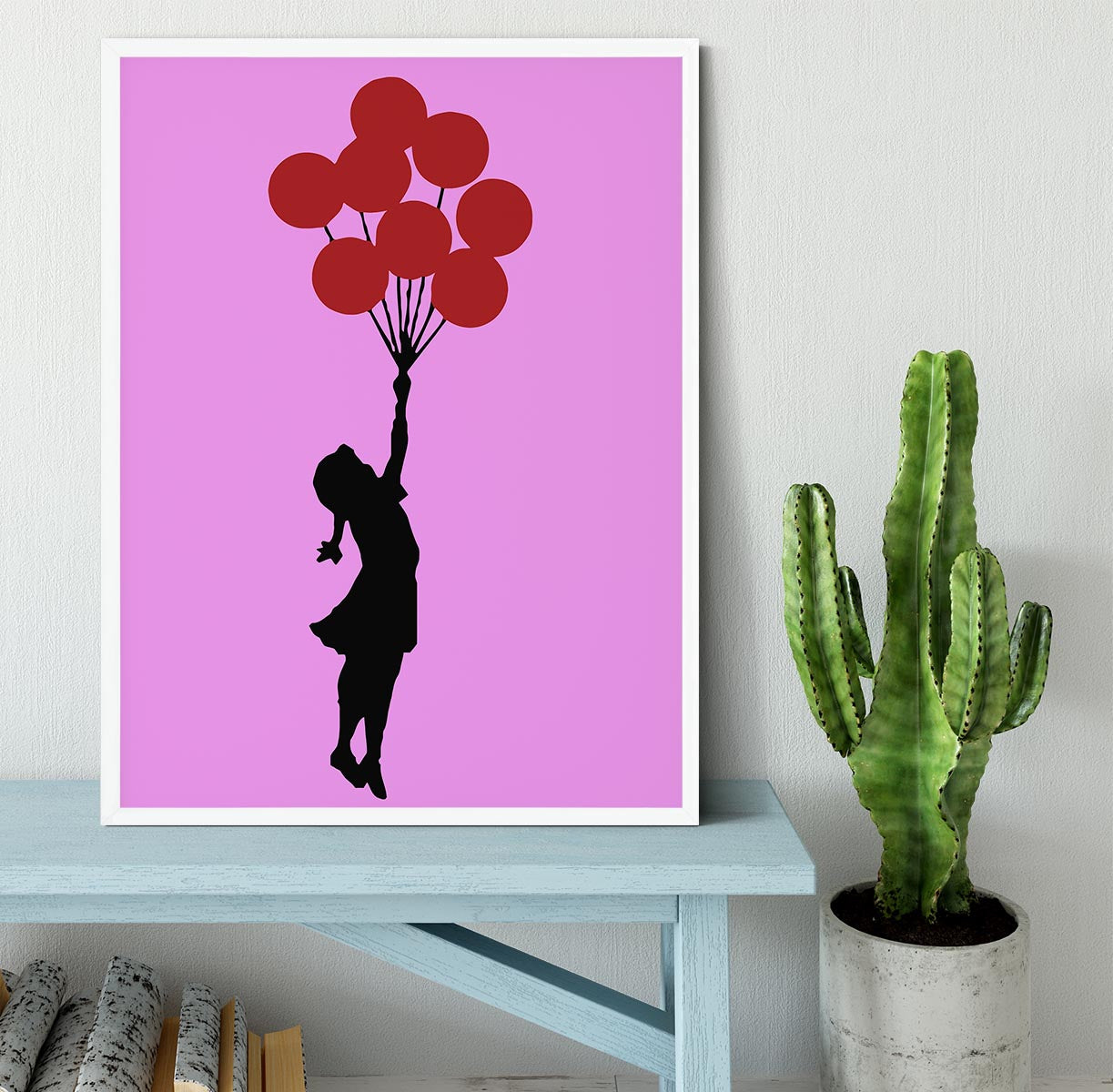 Banksy Flying Balloon Girl Purple Framed Print - Canvas Art Rocks -6