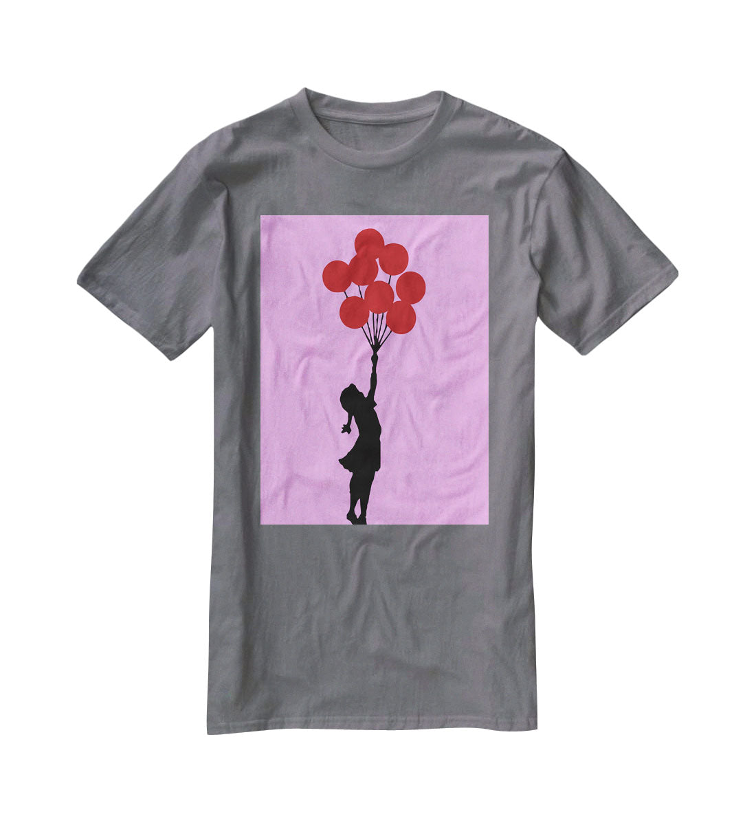 Banksy Flying Balloon Girl Purple T-Shirt - Canvas Art Rocks - 3