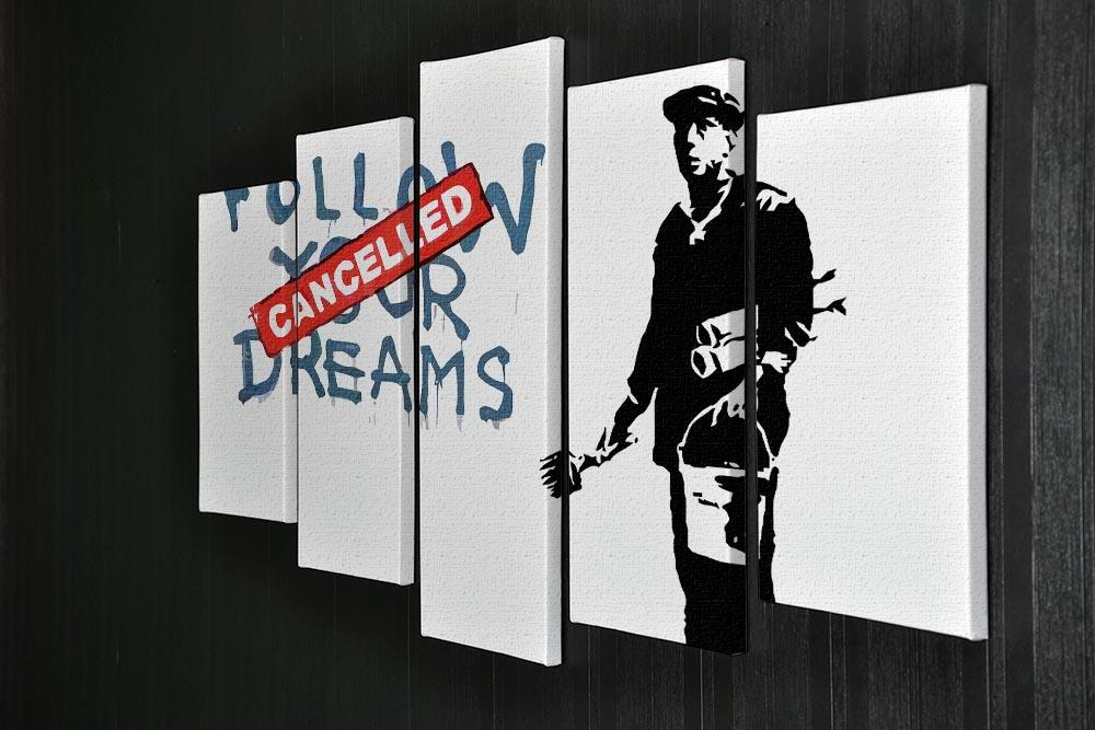 Banksy Follow Your Dreams - Cancelled 5 Split Panel Canvas - Canvas Art Rocks - 2