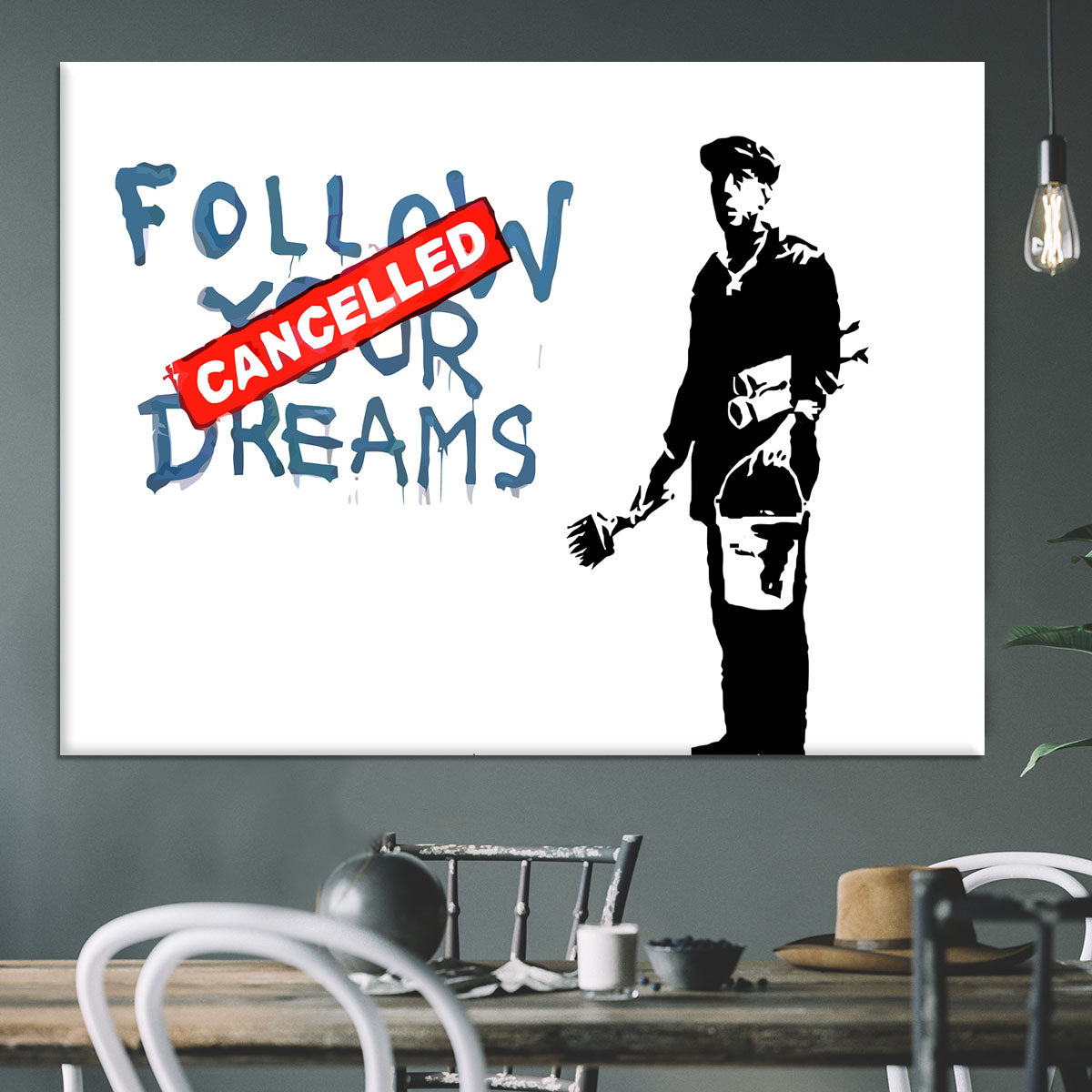 Banksy Follow Your Dreams - Cancelled Canvas Print or Poster - Canvas Art Rocks - 3
