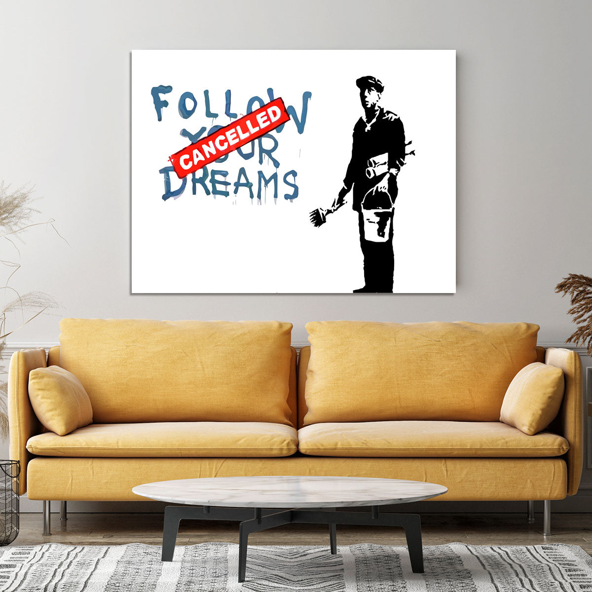 Banksy Follow Your Dreams - Cancelled Canvas Print or Poster - Canvas Art Rocks - 4