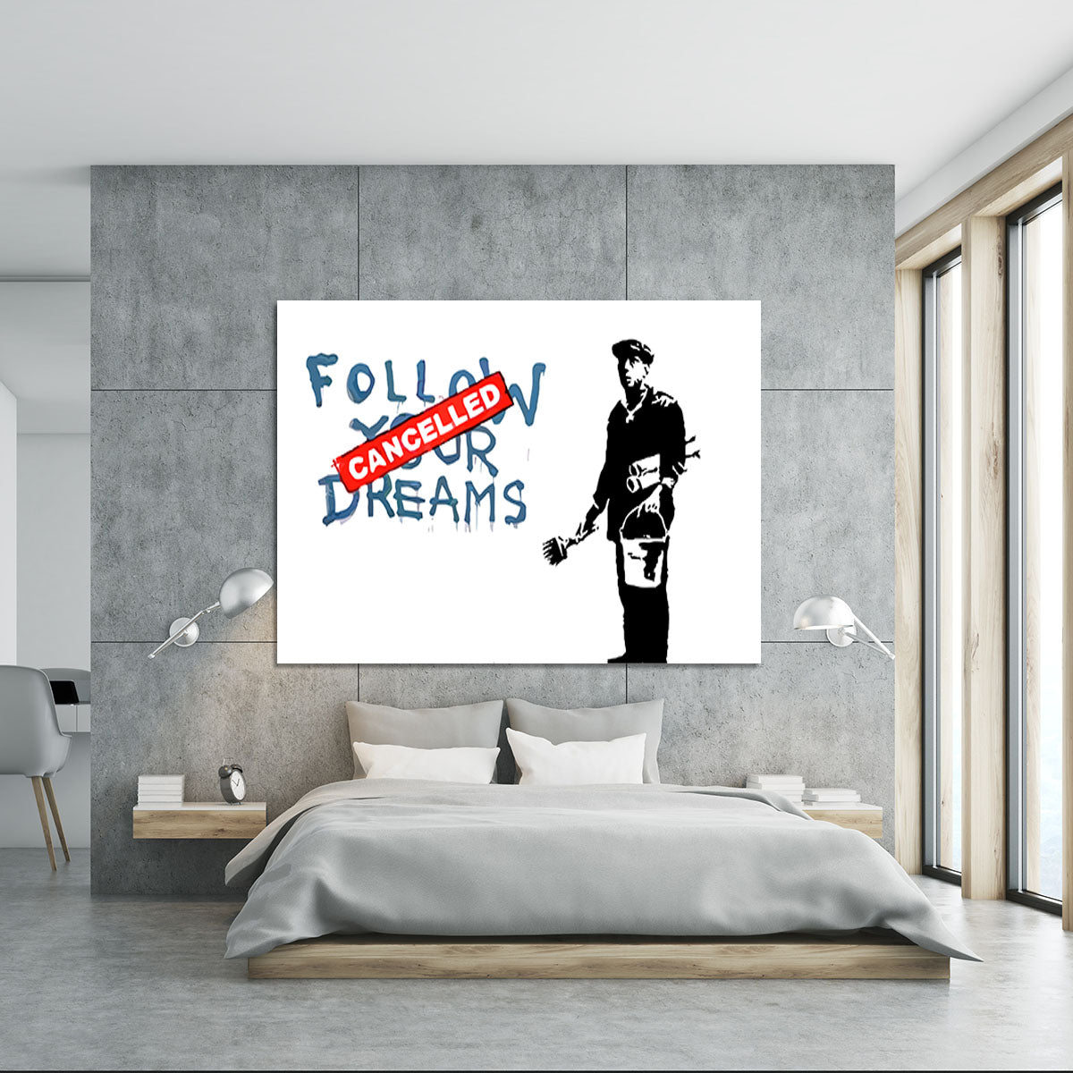 Banksy Follow Your Dreams - Cancelled Canvas Print or Poster - Canvas Art Rocks - 5