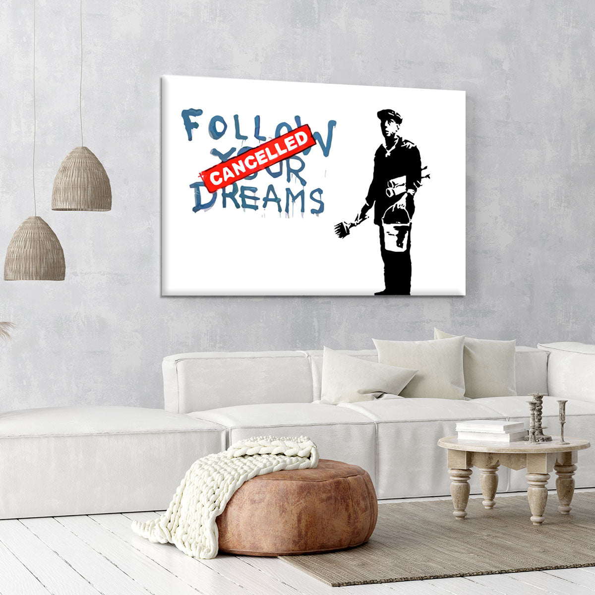 Banksy Follow Your Dreams - Cancelled Canvas Print or Poster - Canvas Art Rocks - 6