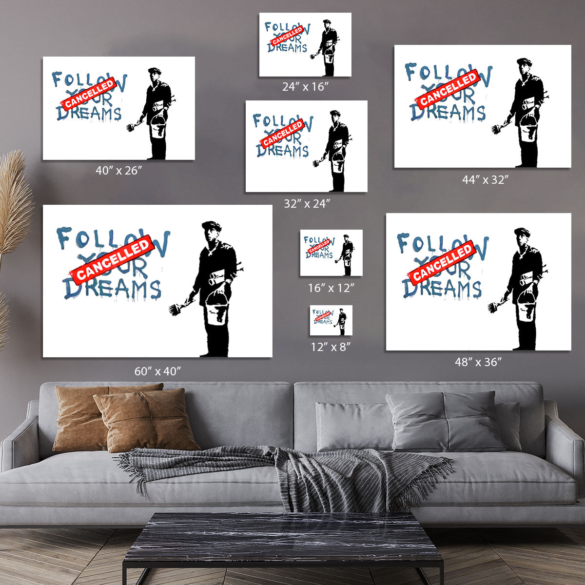 Banksy Follow Your Dreams - Cancelled Canvas Print or Poster - Canvas Art Rocks - 7