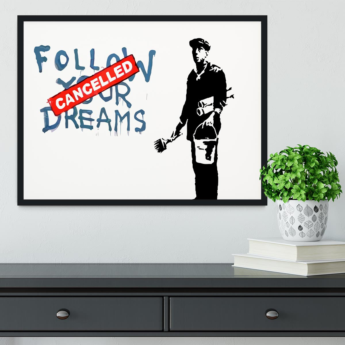 Banksy Follow Your Dreams - Cancelled Framed Print - Canvas Art Rocks - 2