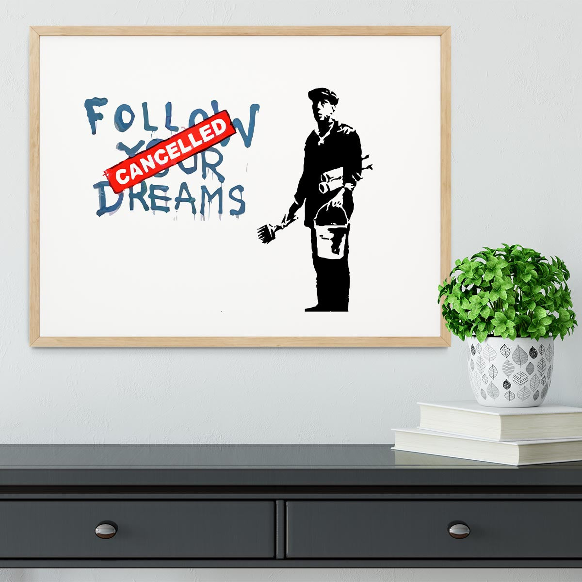 Banksy Follow Your Dreams - Cancelled Framed Print - Canvas Art Rocks - 3