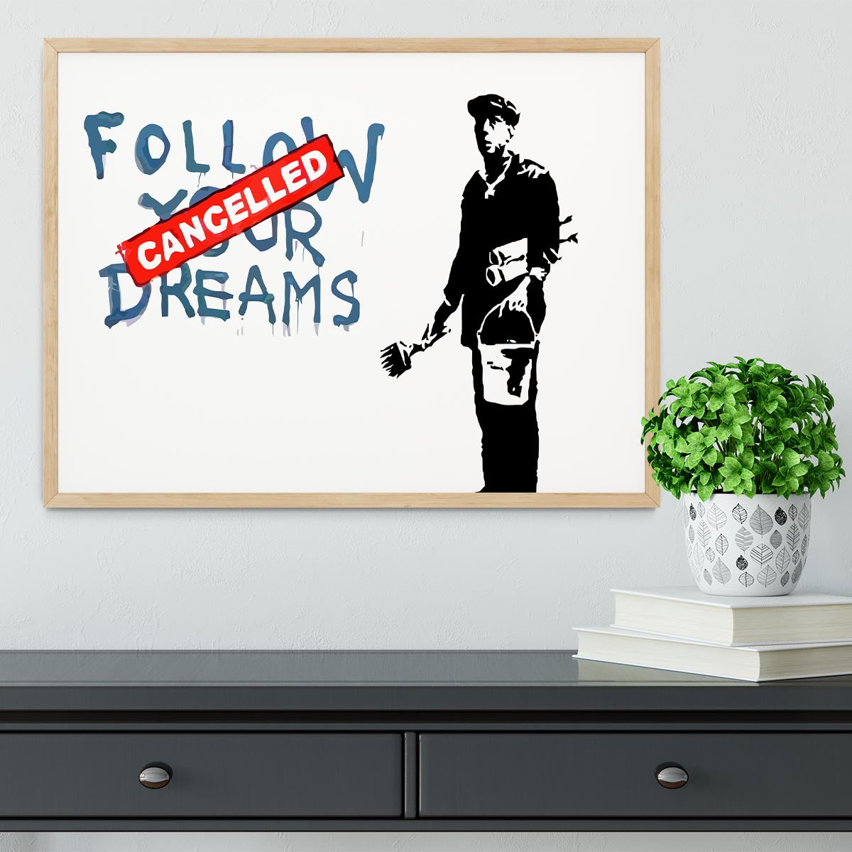 Banksy Follow Your Dreams - Cancelled Framed Print - Canvas Art Rocks - 4
