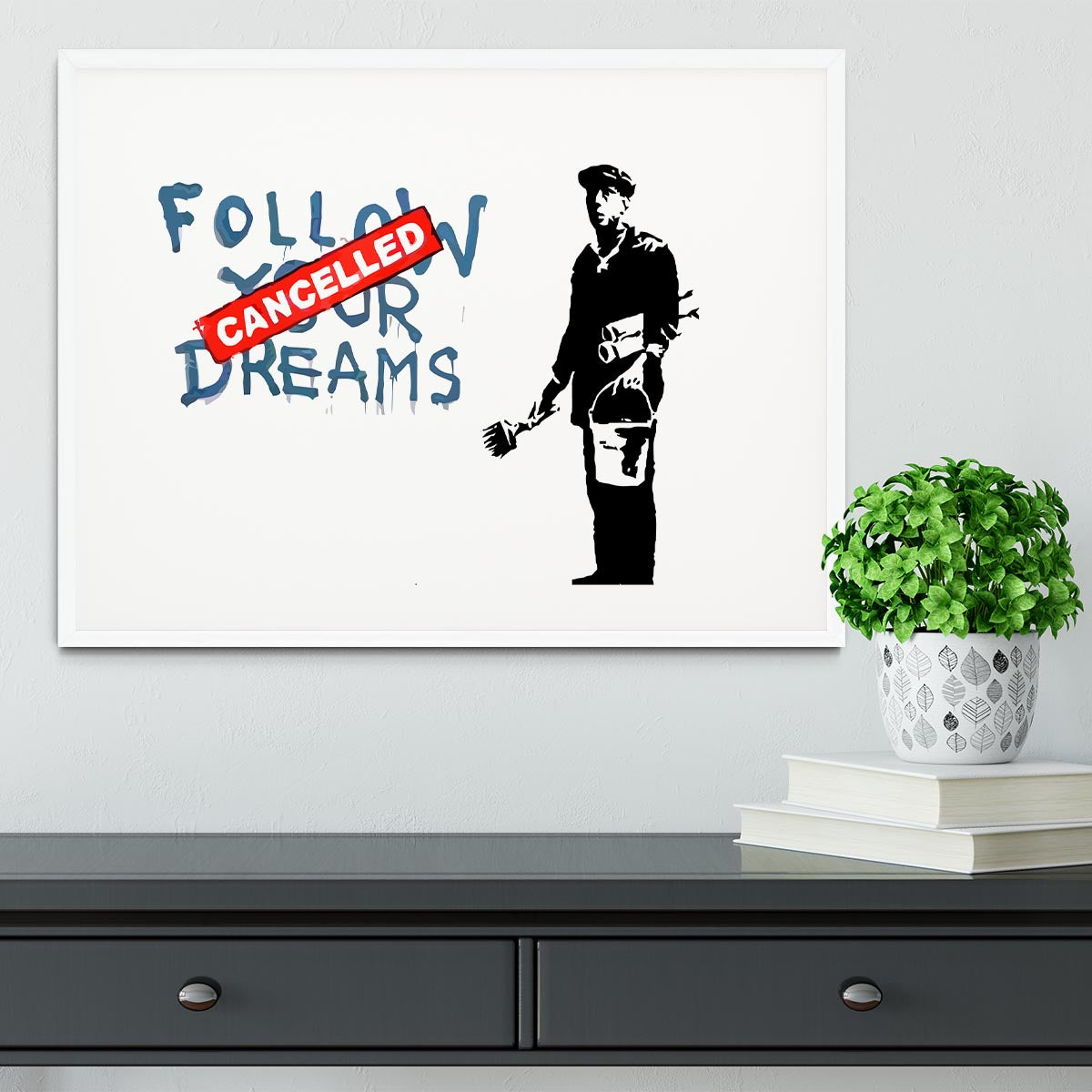 Banksy Follow Your Dreams - Cancelled Framed Print - Canvas Art Rocks - 5