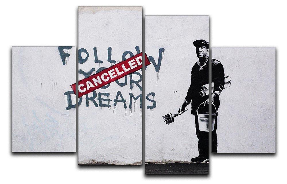 Banksy Follow Your Dreams 4 Split Panel Canvas  - Canvas Art Rocks - 1