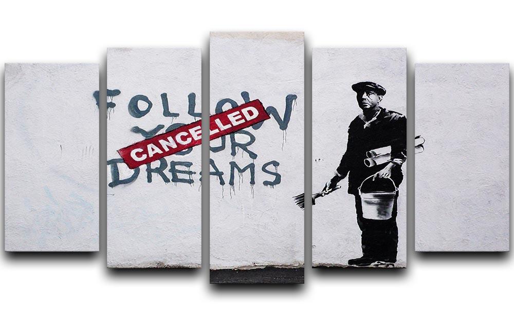Banksy Follow Your Dreams 5 Split Panel Canvas  - Canvas Art Rocks - 1
