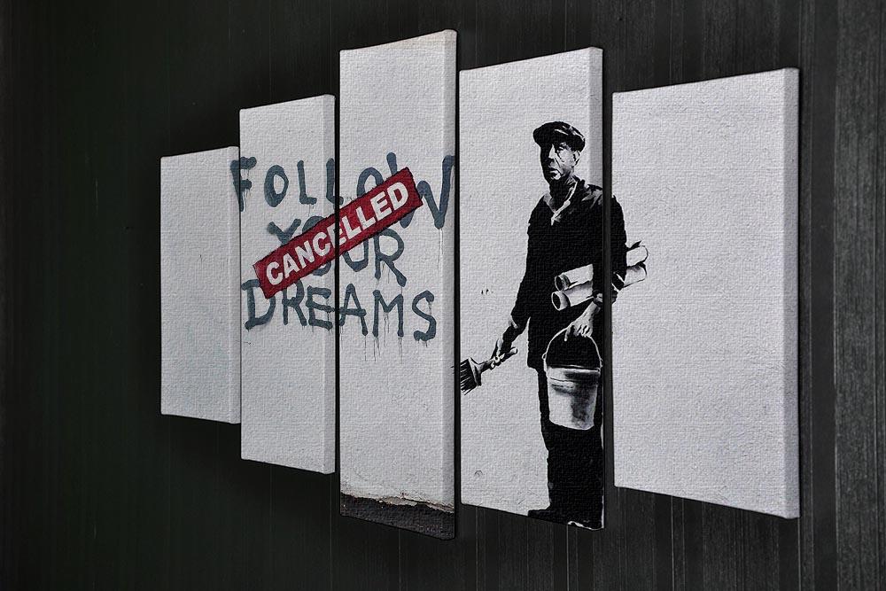 Banksy Follow Your Dreams 5 Split Panel Canvas - Canvas Art Rocks - 2