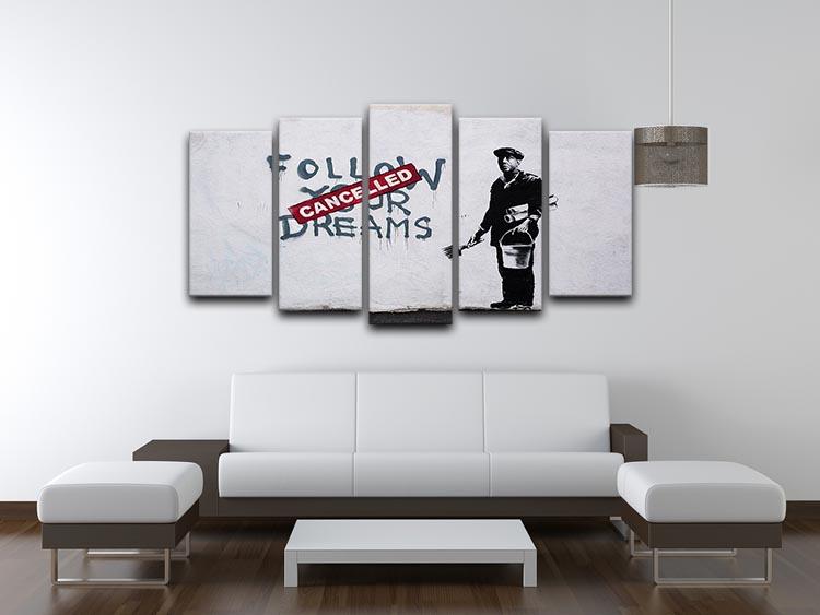 Banksy Follow Your Dreams 5 Split Panel Canvas - Canvas Art Rocks - 3