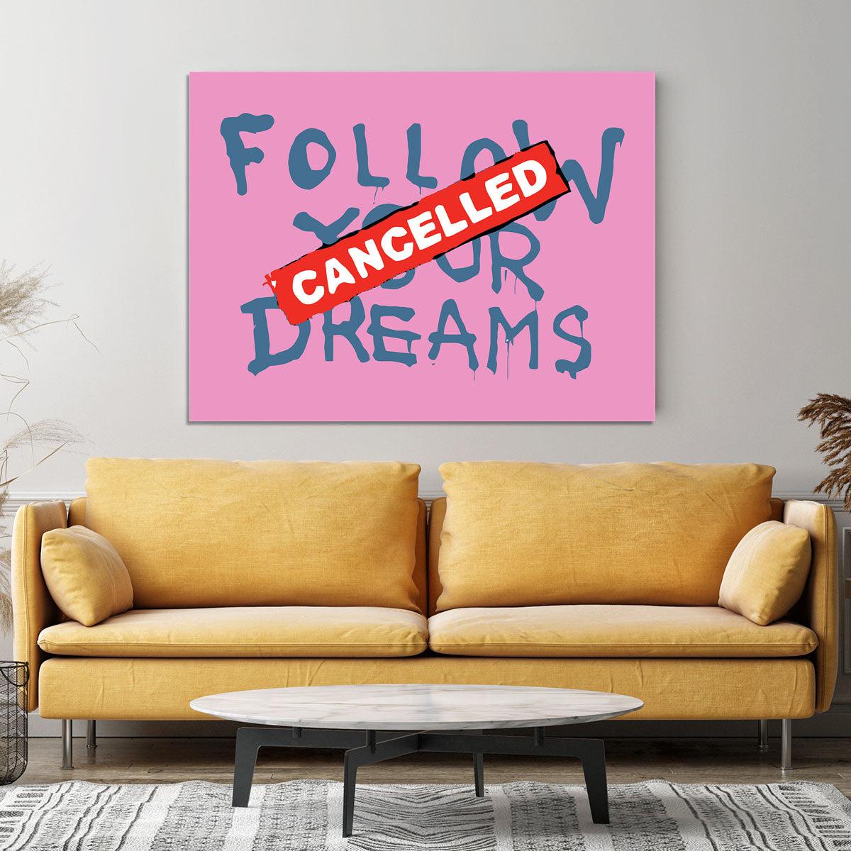 Banksy Follow Your Dreams Pink Canvas Print or Poster - Canvas Art Rocks - 4