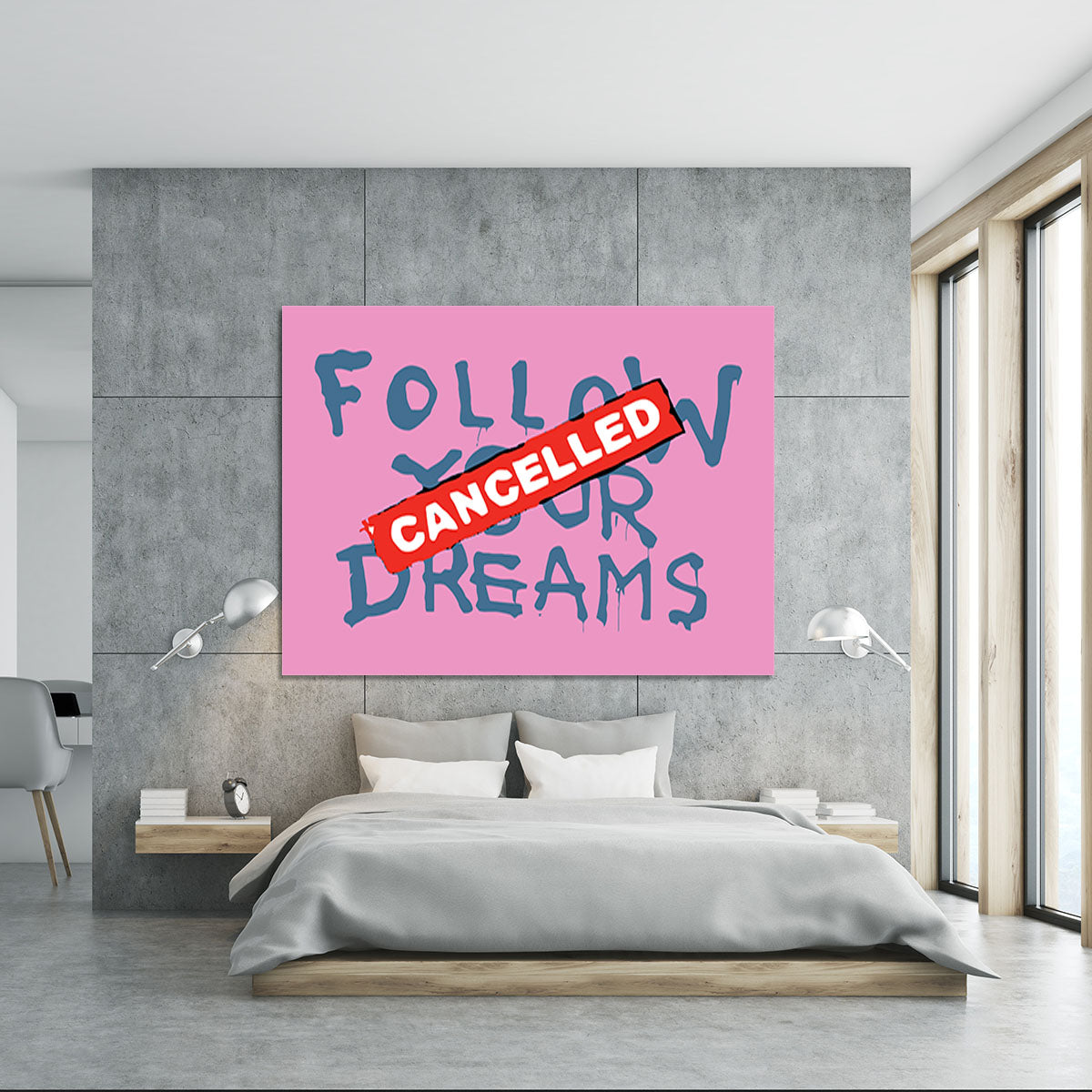 Banksy Follow Your Dreams Pink Canvas Print or Poster - Canvas Art Rocks - 5