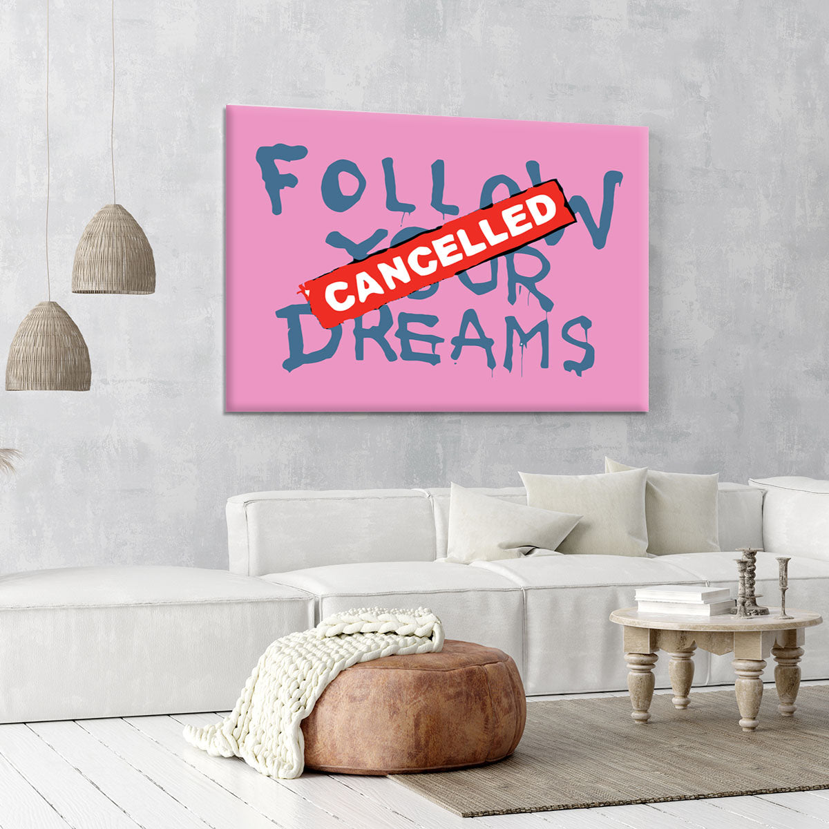 Banksy Follow Your Dreams Pink Canvas Print or Poster - Canvas Art Rocks - 6