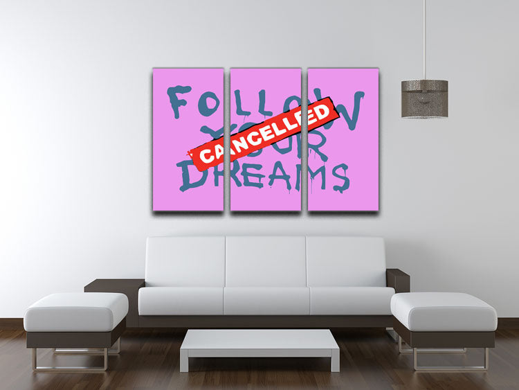 Banksy Follow Your Dreams Purple 3 Split Panel Canvas Print - Canvas Art Rocks - 3