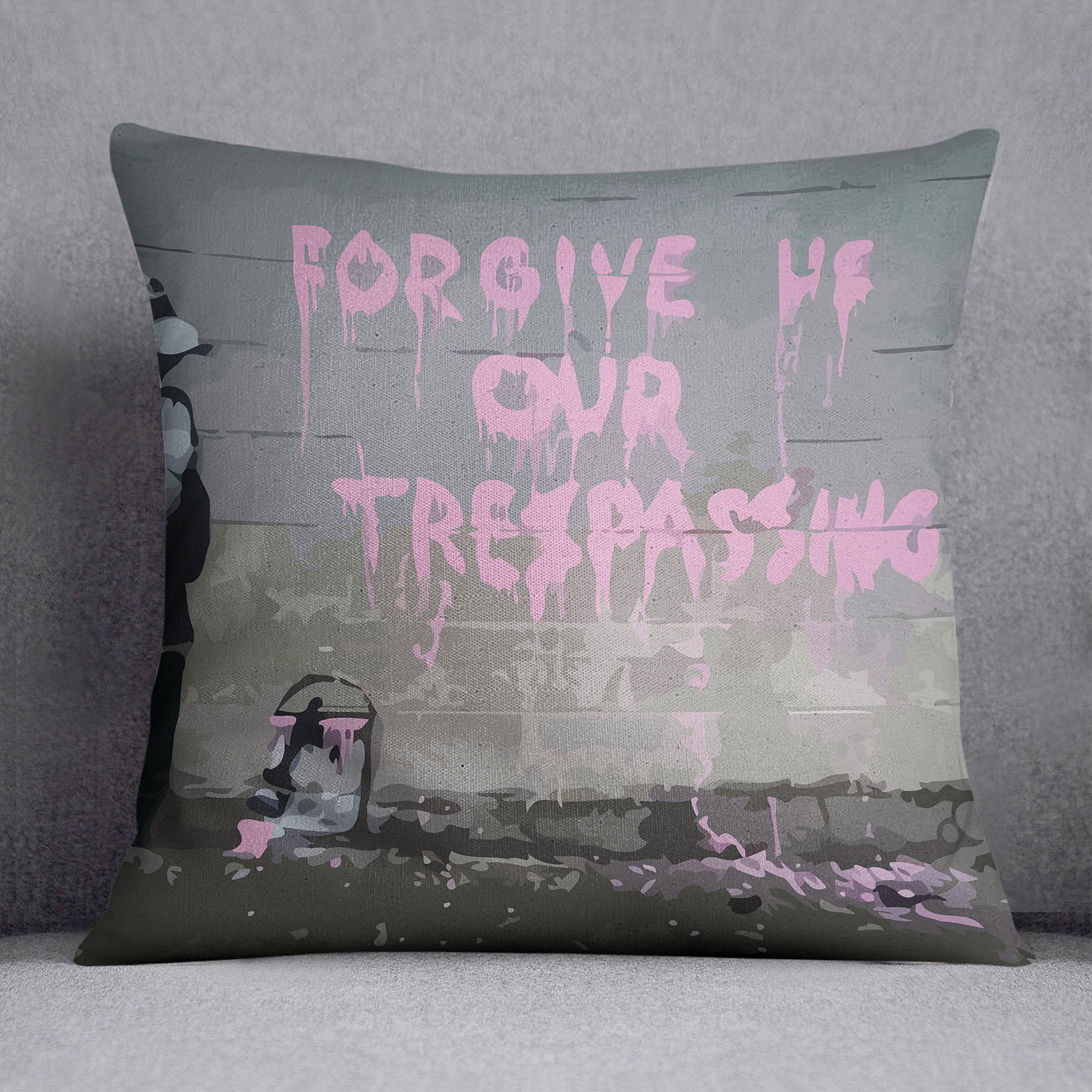 Banksy Forgive Us Cushion