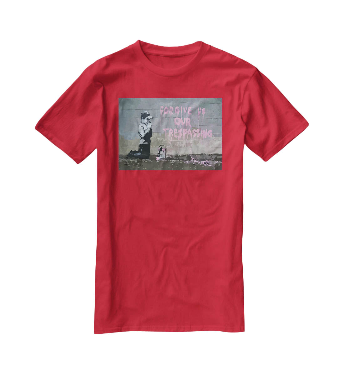 Banksy Forgive Us T-Shirt - Canvas Art Rocks - 4