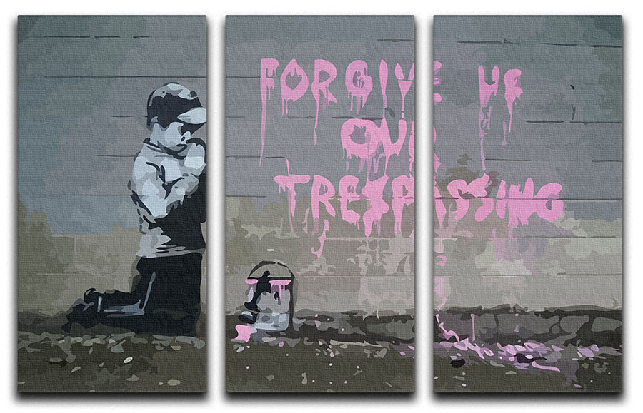 Banksy Forgive Us 3 Split Panel Canvas Print - Canvas Art Rocks