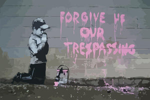 Banksy Forgive Us Wall Mural Wallpaper - Canvas Art Rocks - 1
