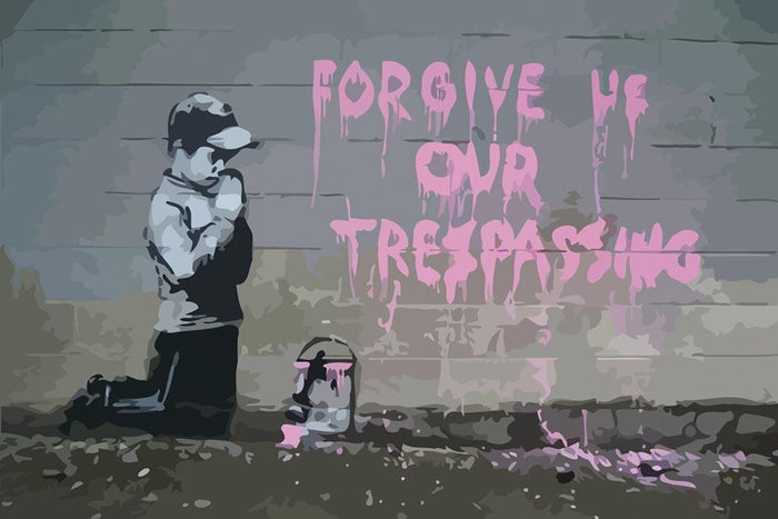 Banksy Forgive Us Wall Mural Wallpaper