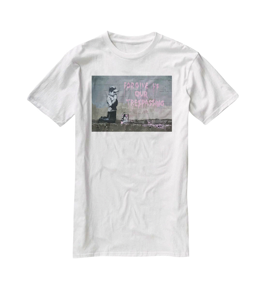 Banksy Forgive Us T-Shirt - Canvas Art Rocks - 5