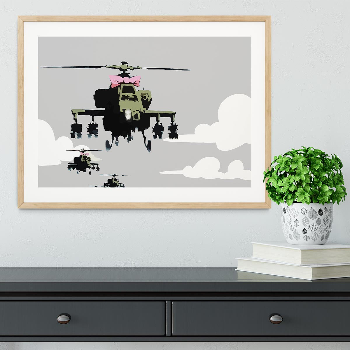 Banksy Friendly Helicopters Framed Print - Canvas Art Rocks - 3