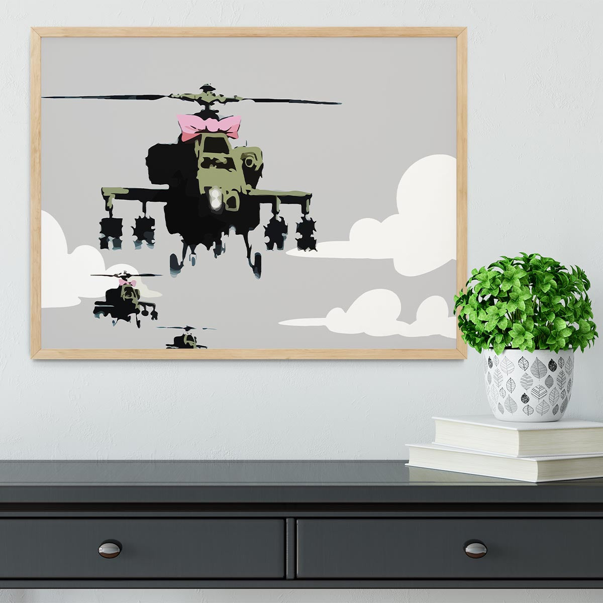 Banksy Friendly Helicopters Framed Print - Canvas Art Rocks - 4