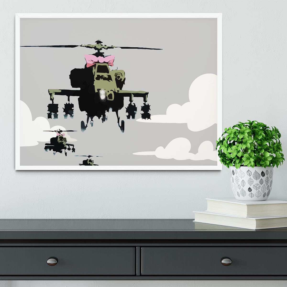 Banksy Friendly Helicopters Framed Print - Canvas Art Rocks -6