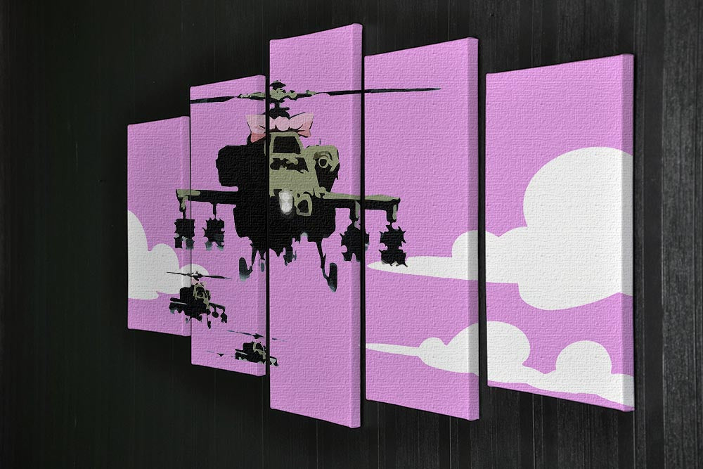 Banksy Friendly Helicopters Purple 5 Split Panel Canvas - Canvas Art Rocks - 2