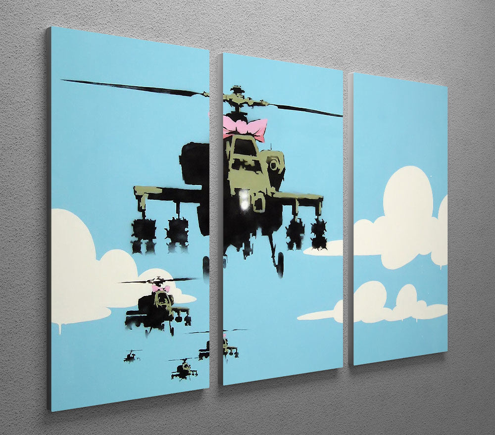 Banksy Friendly Helicopters 3 Split Panel Canvas Print - Canvas Art Rocks